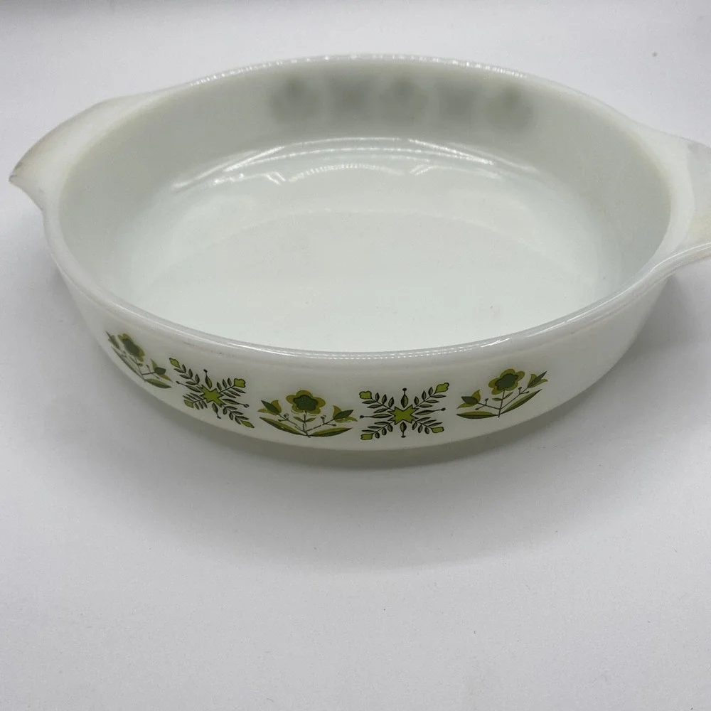 Anchor‎ Hocking Round Handled Baking Deep Pie Dish #429 Green Meadow 9